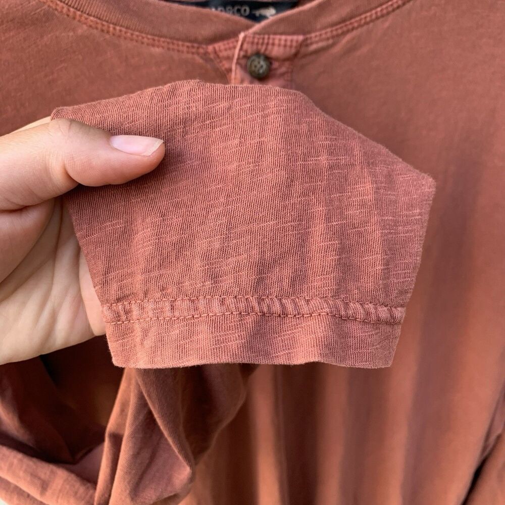 Toad&Co Primo Long Sleeve Henley 100% Organic Cotton Garment-Dyed Finish Rust XL - Picture 6 of 11